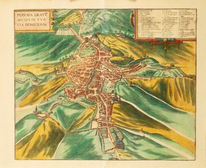 Karte von Perugia aus Civitates Orbis Terrarum von Georg Braun von Georg Braun and Hogenberg Franz
