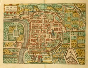Karte von Trento aus Civitates Orbis Terrarum von Georg Braun
