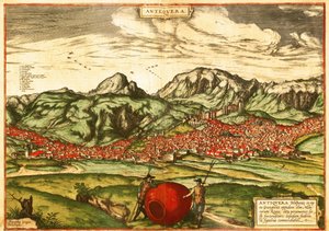 Bauern mit großem Weinfass