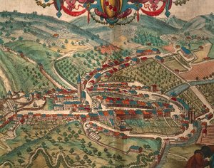 Serravalle Scrivia aus Civitates Orbis Terrarum von Georg Braun von Georg Braun and Hogenberg Franz