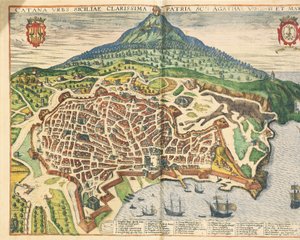 Die Stadt Catania, aus Civitates Orbis Terrarum