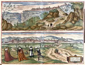 Acquapendente (Provinz Viterbo) und Treviso, Italien (Gravur)