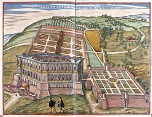 Palast von Caprarola und die Farnese-Gärten, Latium, Italien (Gravur)