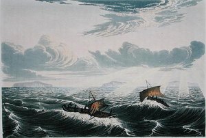 Kanu, das bei Sonnenaufgang in einem Sturm kentert, 23. August 1821, aus 