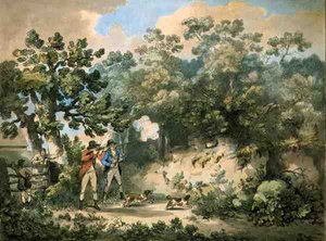 Fasanenjagd, geätzt von Thomas Rowlandson, veröffentlicht von J. Harris