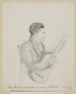Señor Huerta aus Orihuela, Valencia, spielt Gitarre von George (attr. to) Cumberland