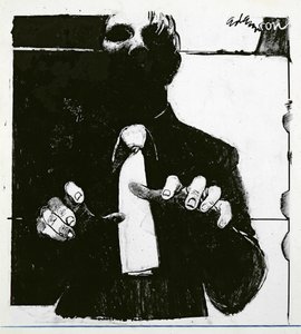 Illustration für Pflege eines blinden Patienten, ein Artikel in Nursing Times, veröffentlicht am 30. Oktober 1975 von George Adamson