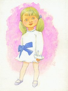 Kleines Mädchen mit Schleife von George Adamson