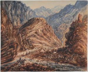 Fort von Ali Musjeed, Khyber Pass Lager der 4. Brigade von Generalmajor Pollocks Truppe, April 1842