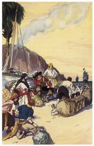 Der Pirat Henry Morgan teilt den Schatz von Maracaibo Illustration aus „Die Piraten von Panama oder die Freibeuter von Amerika“ von George Albert Williams (1875-1932) 1914 von George Alfred Williams