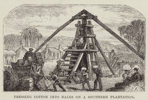 Baumwolle auf einer südlichen Plantage in Ballen pressen von George Augustus Sala