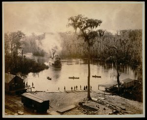 [Schaufelraddampfer Ankunft in Silver Springs, Florida, nach einer Nachtfahrt auf den St. Johns, Oklawaha und Silver Rivers] von George Barker