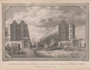 Devonshire Place und Wimpole Street ... von George Barret Jr.