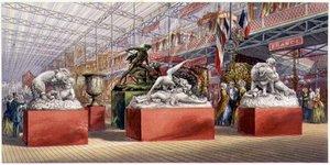 Skulpturen - Innenansicht der Great Exhibition von George Baxter