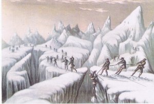 Stufen im Aufstieg des Mont Blanc, aus British Adventure, veröffentlicht von Collins, 1947