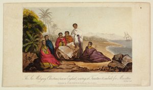 Die sechs madagassischen Christen (jetzt in England), die in Tamatave auf die Einschiffung nach Mauritius warten von George Baxter