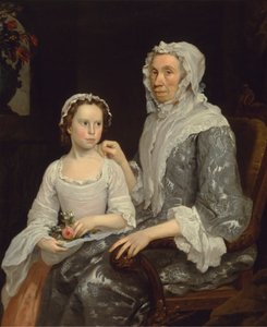 Porträt einer älteren Dame und eines Mädchens von George Beare