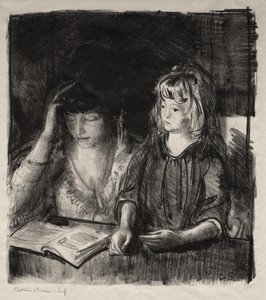 Mrs. Bellows liest ihrer Tochter Anne vor von George Bellows