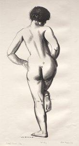 Aktstudie, Mädchen auf einem Fuß stehend von George Bellows