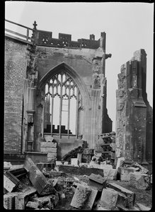 Bombenschäden an der Kathedrale von Manchester, Greater Manchester, ca. 1940er Jahre