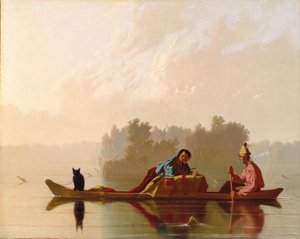 Pelzhändler, die den Missouri hinabfahren von George Caleb Bingham