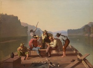 Flößer beim Kartenspielen