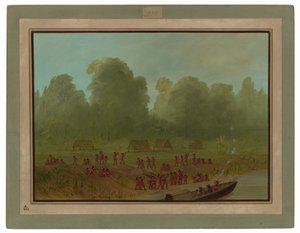 Ein Mayoruna-Dorf von George Catlin