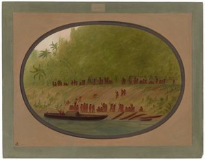 Ein kleines Orejona-Dorf von George Catlin