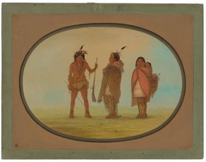 Arapaho-Häuptling, seine Frau und ein Krieger