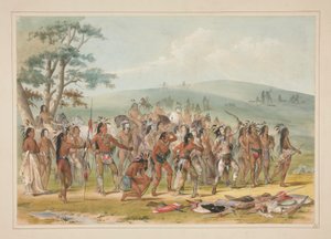 Bogenschießen der Mandans, Tafel 24 aus dem Nordamerikanischen Indianer-Portfolio von George Catlin