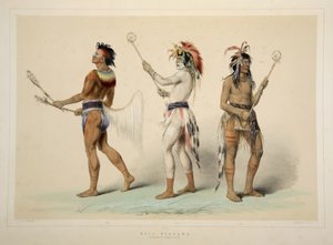 Ballspieler, aus Catlins Nordamerikanisches Indianer-Portfolio. Jagdszenen und Vergnügungen der Rocky Mountains und Prärien Amerikas, veröffentlicht 1845 von George Catlin