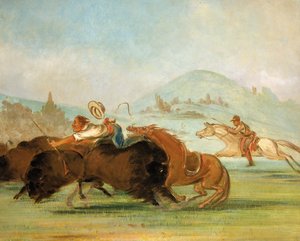 Batiste und ich jagen Büffel, Mündung des Yellowstone von George Catlin