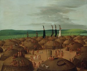 Vogelperspektive des Mandan-Dorfes, 1800 Meilen oberhalb von St. Louis von George Catlin