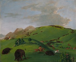 Büffeljagd, Mündung des Yellowstone von George Catlin