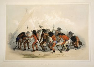 Büffeltanz, aus Catlins Nordamerikanisches Indianer-Portfolio. Jagdszenen und Vergnügungen der Rocky Mountains und Prärien Amerikas, veröffentlicht 1845