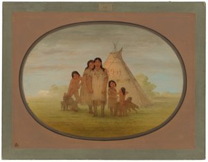 Kinder des Camanchee-Häuptlings und Wigwam von George Catlin