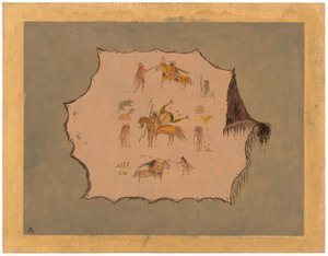 Faksimile eines Pawnee-Arztmantels mit fantastischen Berufsentwürfen von George Catlin