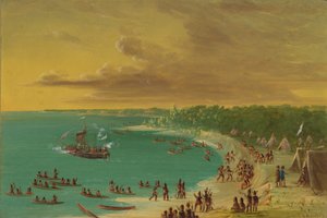 Erste Fahrt der Griffin auf dem Eriesee. 7. August 1679, 1847-1848 von George Catlin