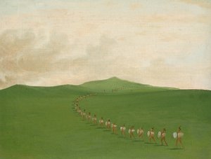 Fußkriegspartei auf dem Marsch, Oberer Missouri von George Catlin