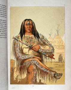 Indianischer Blackfoot-Häuptling mit Pfeife von George Catlin