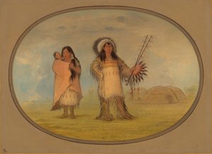 Mandan-Häuptling, seine Frau und Kind von George Catlin