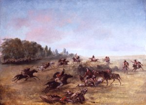 Berittene Kriegstruppe durchkämmt ein Dickicht, 1846-1848