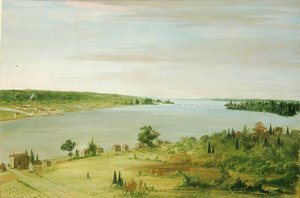 Sault Ste. Marie, mit der US-Garnison in der Ferne von George Catlin