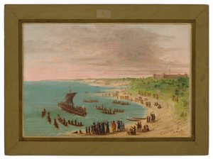 Die Expedition verlässt Fort Frontenac am Ontariosee. 18. November 1678 von George Catlin