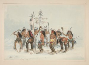 Der Schneeschuh-Tanz, Tafel 14 aus dem Nordamerikanischen Indianer-Portfolio von George Catlin