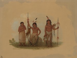 Zwei Arapaho-Krieger und eine Frau, 1861-1869. von George Catlin