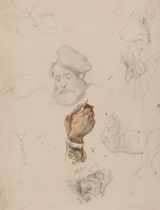 Eine Seite mit Studien von George Cattermole