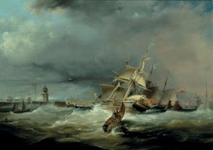 Ein amerikanisches Paketboot läuft in den Hafen von Swansea ein von George Chambers