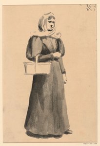Frau mit einem Korb von George Charles Aid