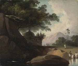 Indische Landschaft mit Tempel